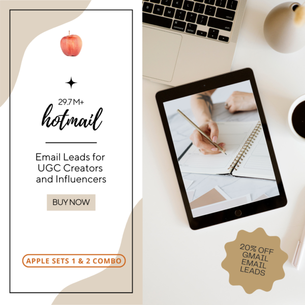 Apple Set 1&2 Combo - Hotmail Email Leads for UGC Creators and Influencers