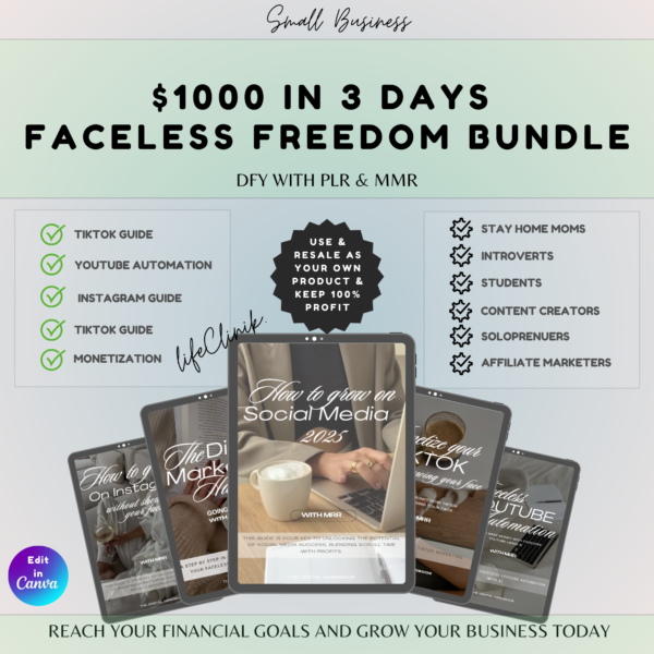 1000 USD In 3 Days Faceless Freedom Bundle - Life Clinik 1