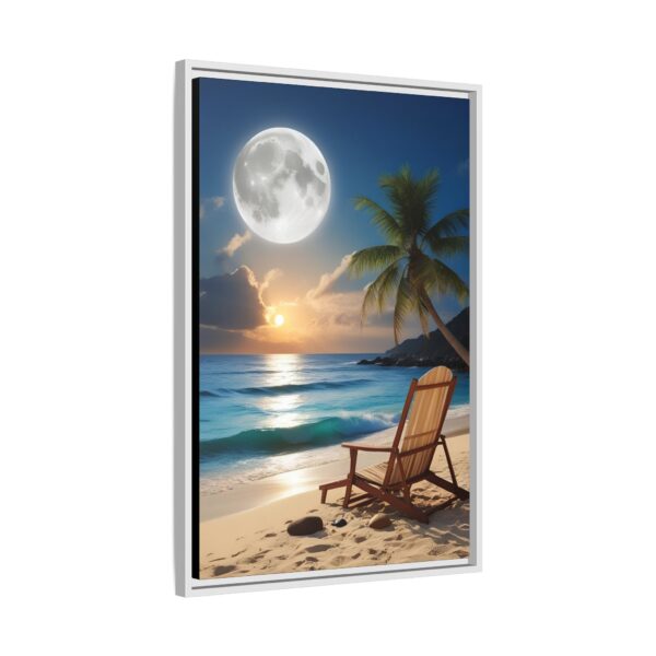 Beach Sunset Moon Canvas Print, Framed Wall Art, Home Decor, Coastal Vibes, Unique Gift