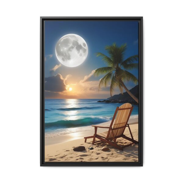 Beach Sunset Moon Canvas Print, Framed Wall Art, Home Decor, Coastal Vibes, Unique Gift