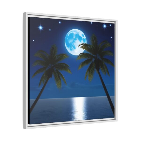 Tropical Moon Canvas Wall Art, Framed Ocean Decor, Beach House Art, Night Sky Decor, Tropical Vibe Wall Decor