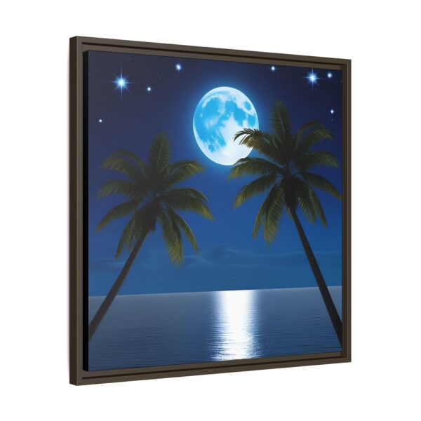 Tropical Moon Canvas Wall Art, Framed Ocean Decor, Beach House Art, Night Sky Decor, Tropical Vibe Wall Decor