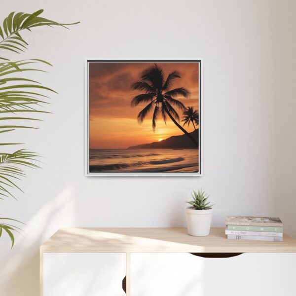 Tropical Sunset Art Print, Coastal Wall Decor, Framed Tropical Canvas, Beach House Wall Art, Home Decor Gift