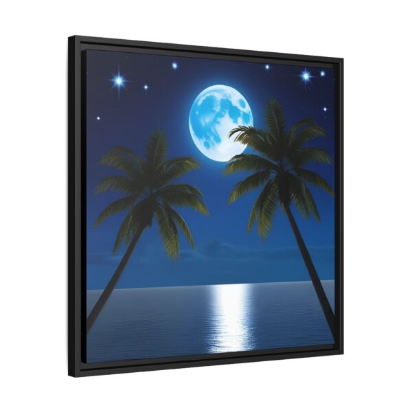 Tropical Moon Canvas Wall Art, Framed Ocean Decor, Beach House Art, Night Sky Decor, Tropical Vibe Wall Decor