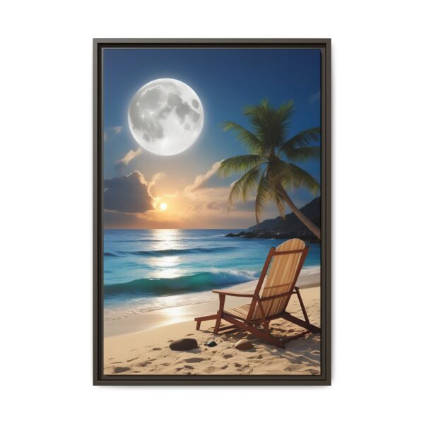 Beach Sunset Moon Canvas Print, Framed Wall Art, Home Decor, Coastal Vibes, Unique Gift