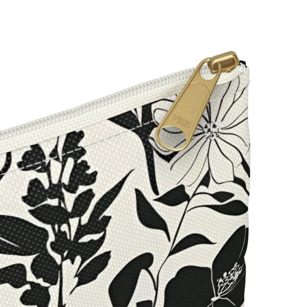 Floral Print Accessory Pouch - Chic Makeup Bag, Travel Organizer, Gift for Her, Black and White Floral Fashion