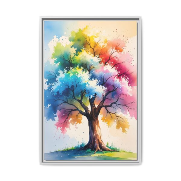 Colorful Tree Art Print, Framed Canvas Wall Decor, Nature Inspired Home Decor, Vibrant Art for Living Room, Gift for Art Lovers