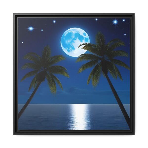 Tropical Moon Canvas Wall Art, Framed Ocean Decor, Beach House Art, Night Sky Decor, Tropical Vibe Wall Decor