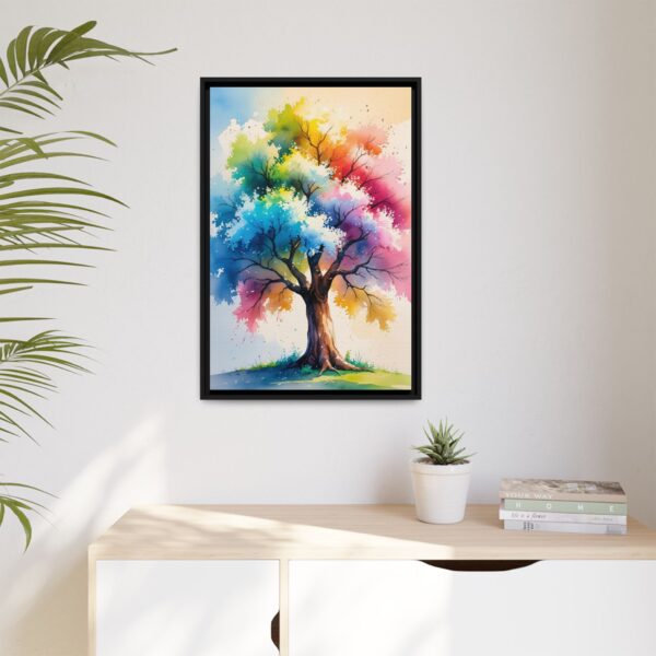 Colorful Tree Art Print, Framed Canvas Wall Decor, Nature Inspired Home Decor, Vibrant Art for Living Room, Gift for Art Lovers