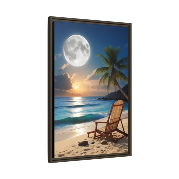 Beach Sunset Moon Canvas Print, Framed Wall Art, Home Decor, Coastal Vibes, Unique Gift