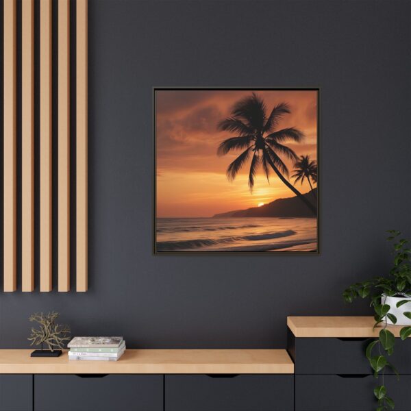 Tropical Sunset Art Print, Coastal Wall Decor, Framed Tropical Canvas, Beach House Wall Art, Home Decor Gift