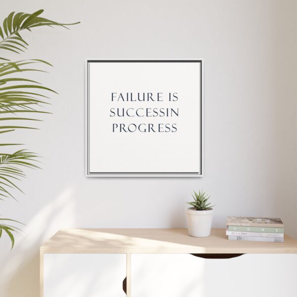 Motivational Wall Art, Framed Canvas Print - 'Failure is Success in Progress' - Inspirational Home Decor, Gift for Students, Office Decor