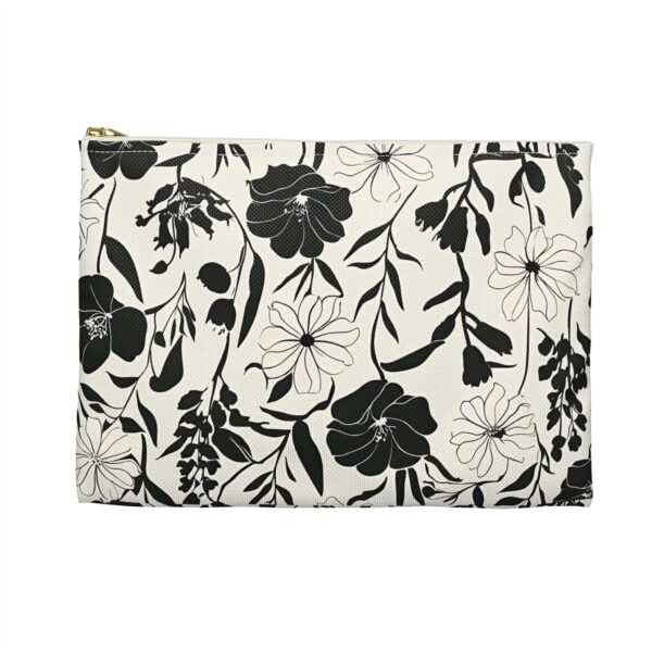 Floral Print Accessory Pouch - Chic Makeup Bag, Travel Organizer, Gift for Her, Black and White Floral Fashion