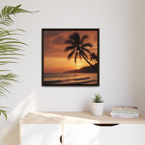 Tropical Sunset Art Print, Coastal Wall Decor, Framed Tropical Canvas, Beach House Wall Art, Home Decor Gift