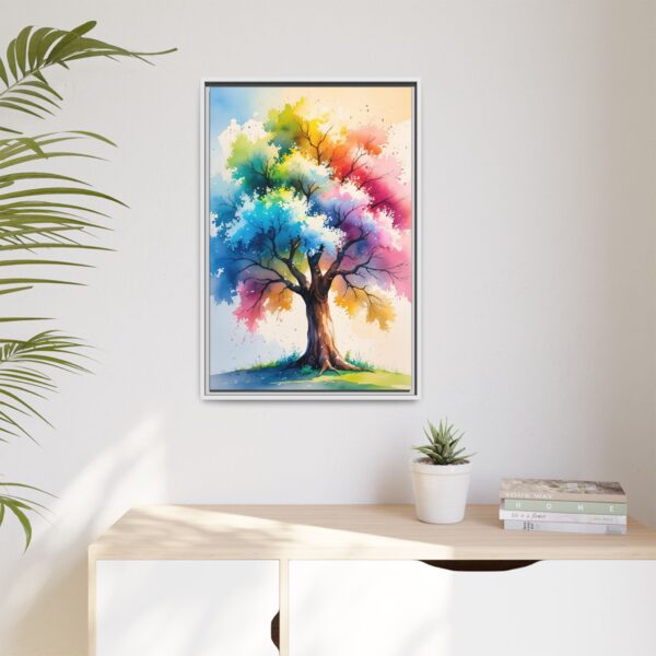 Colorful Tree Art Print, Framed Canvas Wall Decor, Nature Inspired Home Decor, Vibrant Art for Living Room, Gift for Art Lovers