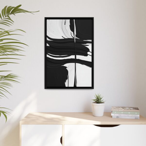 Modern Abstract Framed Canvas Art, Minimalist Wall Decor, Black and White Artwork, Home Aesthetic, Gift for Art Lovers