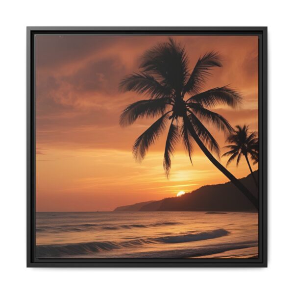 Tropical Sunset Art Print, Coastal Wall Decor, Framed Tropical Canvas, Beach House Wall Art, Home Decor Gift