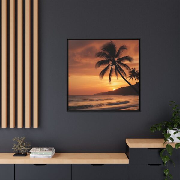 Tropical Sunset Art Print, Coastal Wall Decor, Framed Tropical Canvas, Beach House Wall Art, Home Decor Gift