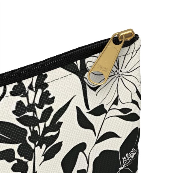 Floral Print Accessory Pouch - Chic Makeup Bag, Travel Organizer, Gift for Her, Black and White Floral Fashion