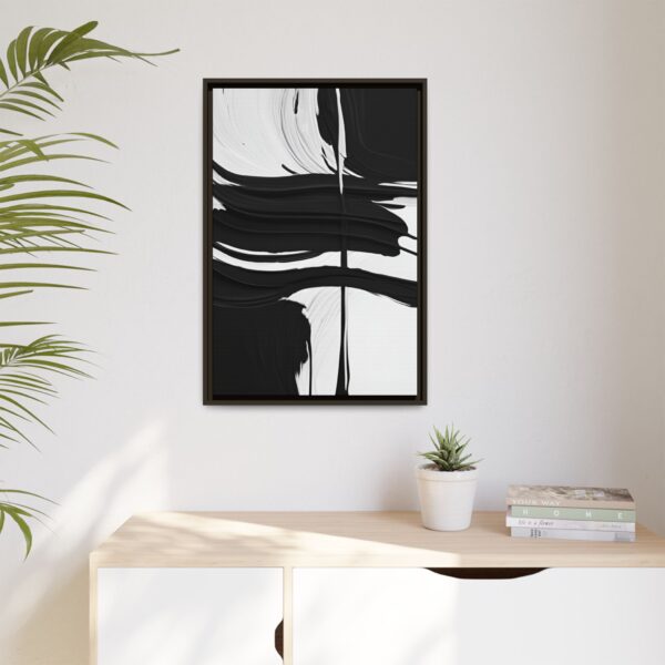 Modern Abstract Framed Canvas Art, Minimalist Wall Decor, Black and White Artwork, Home Aesthetic, Gift for Art Lovers