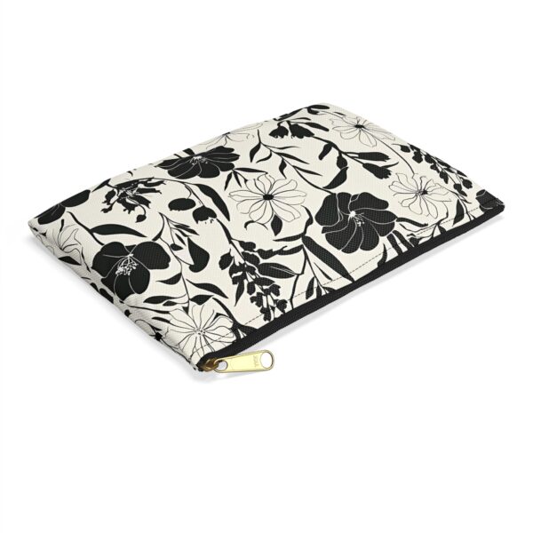 Floral Print Accessory Pouch - Chic Makeup Bag, Travel Organizer, Gift for Her, Black and White Floral Fashion