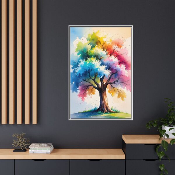 Colorful Tree Art Print, Framed Canvas Wall Decor, Nature Inspired Home Decor, Vibrant Art for Living Room, Gift for Art Lovers