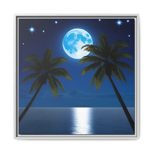 Tropical Moon Canvas Wall Art, Framed Ocean Decor, Beach House Art, Night Sky Decor, Tropical Vibe Wall Decor