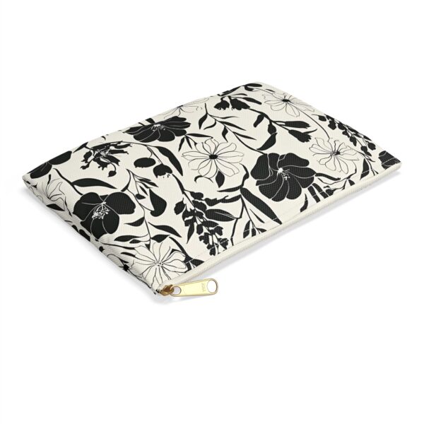Floral Print Accessory Pouch - Chic Makeup Bag, Travel Organizer, Gift for Her, Black and White Floral Fashion