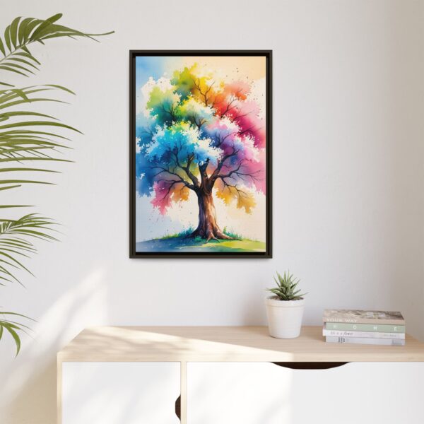 Colorful Tree Art Print, Framed Canvas Wall Decor, Nature Inspired Home Decor, Vibrant Art for Living Room, Gift for Art Lovers