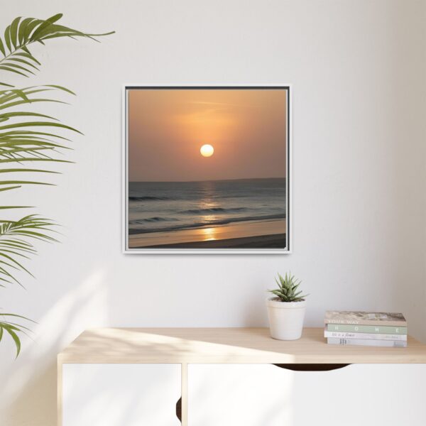 Framed Sunset Canvas Print, Coastal Home Decor, Wall Art, Beach Photography, Living Room Decor, Gift for Ocean Lovers