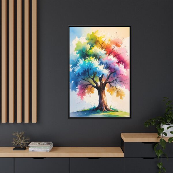 Colorful Tree Art Print, Framed Canvas Wall Decor, Nature Inspired Home Decor, Vibrant Art for Living Room, Gift for Art Lovers