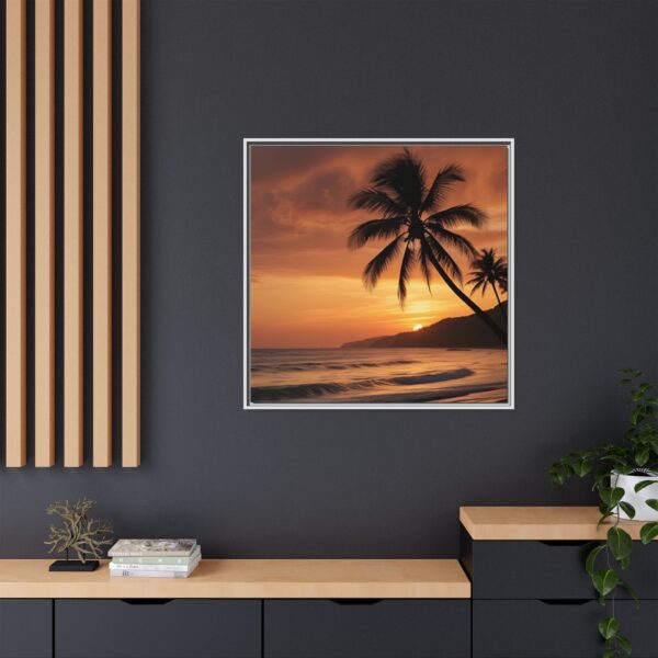 Tropical Sunset Art Print, Coastal Wall Decor, Framed Tropical Canvas, Beach House Wall Art, Home Decor Gift