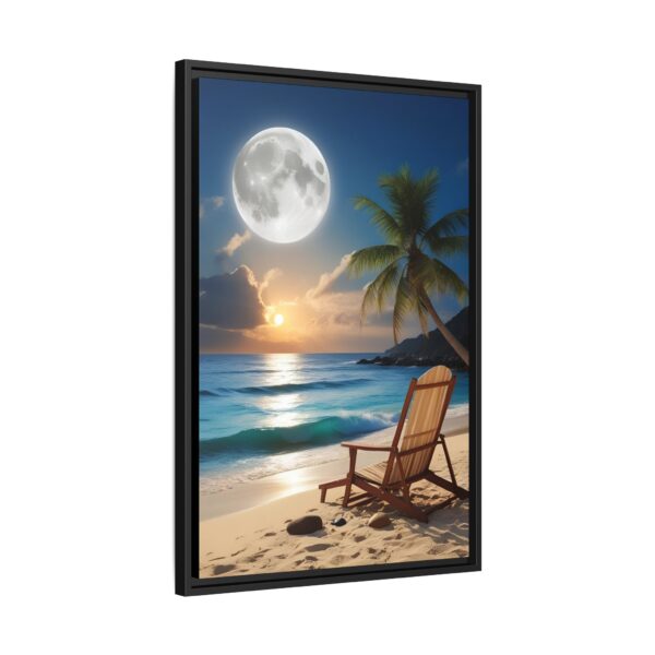 Beach Sunset Moon Canvas Print, Framed Wall Art, Home Decor, Coastal Vibes, Unique Gift