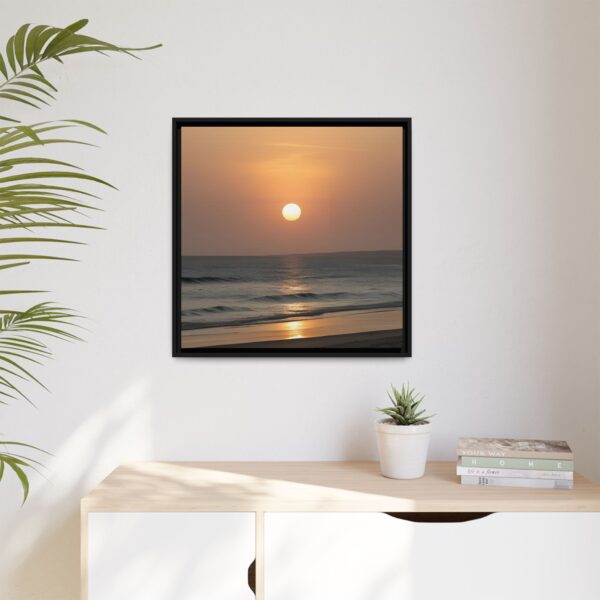 Framed Sunset Canvas Print, Coastal Home Decor, Wall Art, Beach Photography, Living Room Decor, Gift for Ocean Lovers