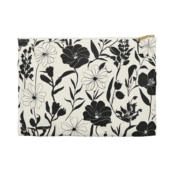 Floral Print Accessory Pouch - Chic Makeup Bag, Travel Organizer, Gift for Her, Black and White Floral Fashion