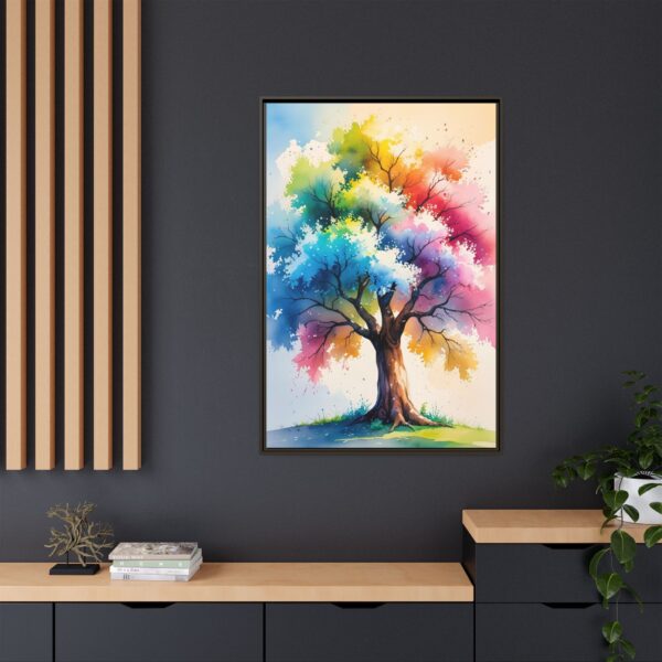 Colorful Tree Art Print, Framed Canvas Wall Decor, Nature Inspired Home Decor, Vibrant Art for Living Room, Gift for Art Lovers
